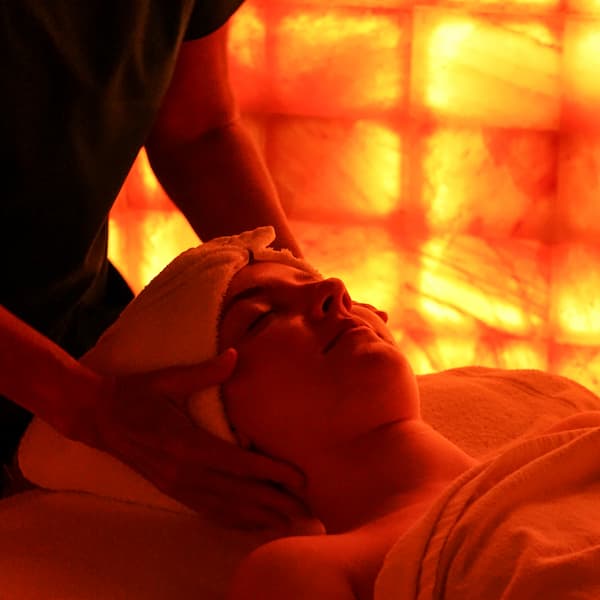 Person Receiving Halotherapy with UV